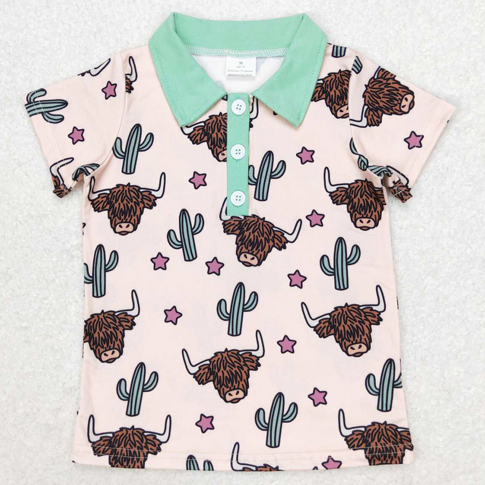 Baby Boys T-shirts Western Cow Cactus Shirts Tops BT0143