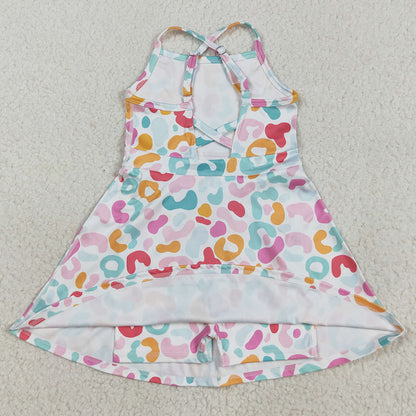 Baby Girls Dress Strap Pink Green Leopard Shorts Knee Length Dresses GSD2645 8.5