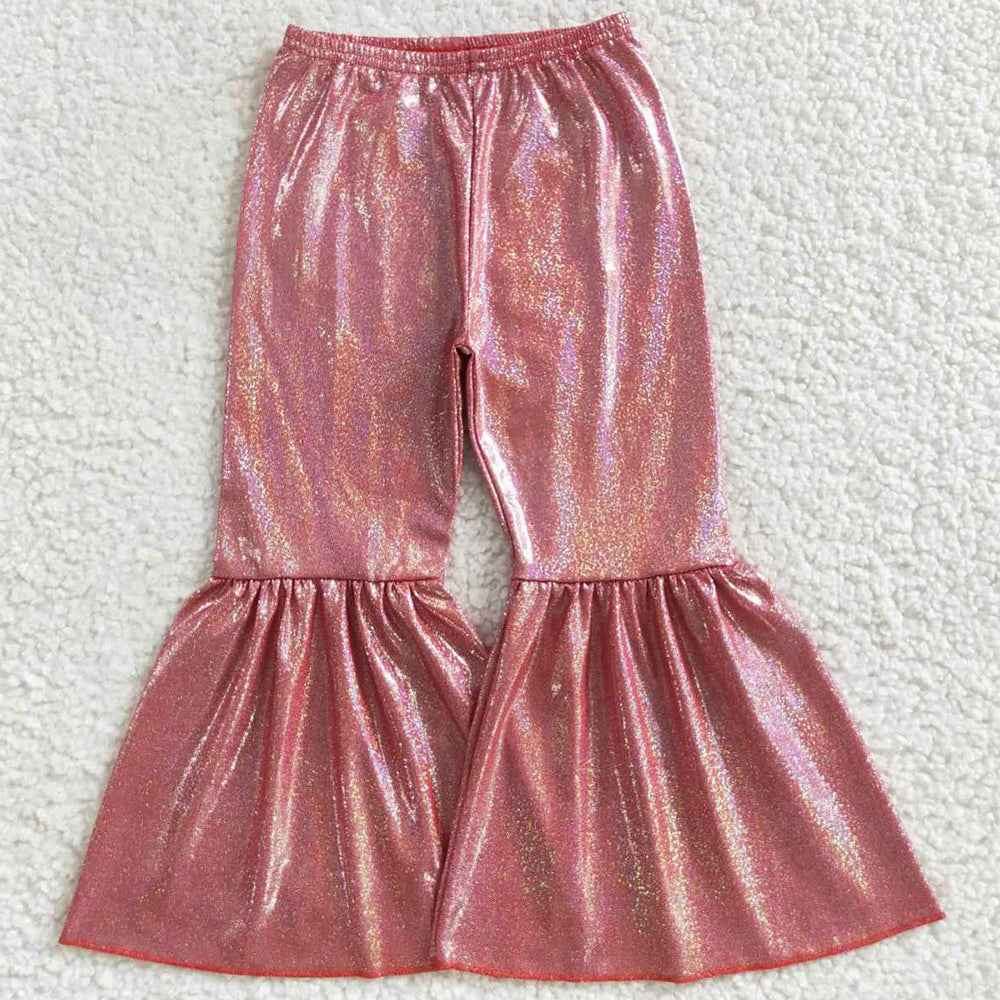 Baby Girls Pants Red Holographic Spandex Bell Bottom Pants P0181