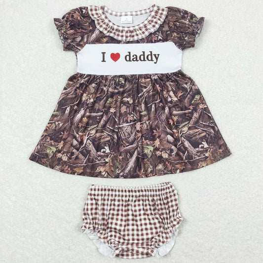 Baby Girls Clothes Bummies Camo I Love Daddy Tunic Top Bummies Sets GBO0320