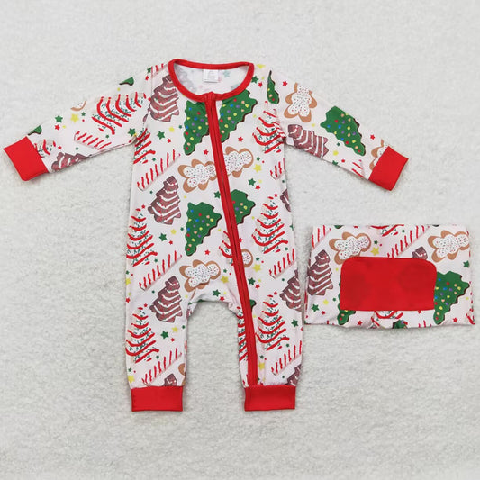 Baby Infant Boys Rompers Christmas Tree Cake Bamboo Zip Rompers LR1150