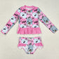 Baby Girls Swimsuits Summer Pink Ruffle Top Bummies 2pcs Swimsuits S0348