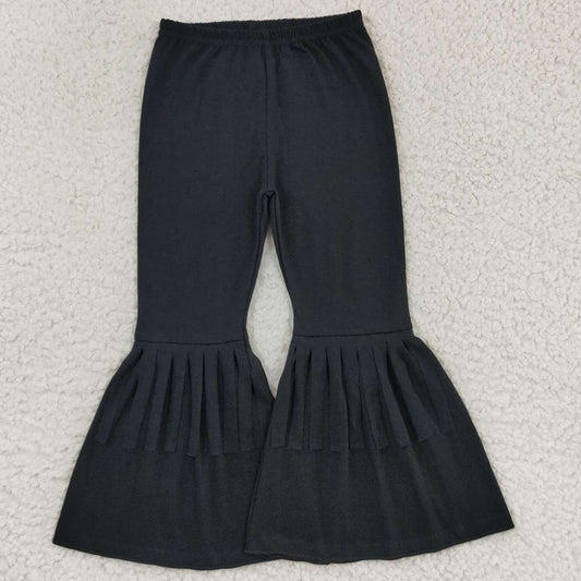 Baby Girls Pants Black Cotton Fringe Ruffle Bell Pants P0282