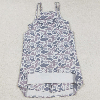 Adult Women Dress Strap Gray Camo Pockets Yoga Shorts Dresses GSD2733 8.5