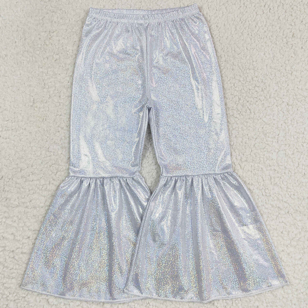 Hot Sale Baby Girls Pants Holographic Spandex Bell Bottom Pants P0177