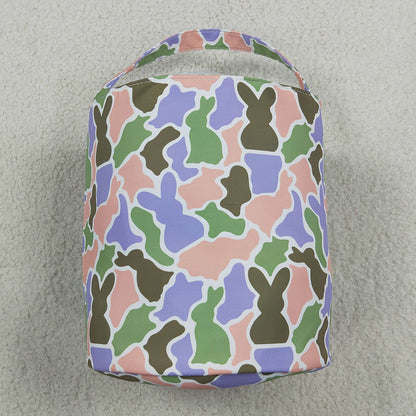 Baby Kids Bags Embroidery Rabbits Pink Green Camo Easter Bucket Baskets Bags BA0467