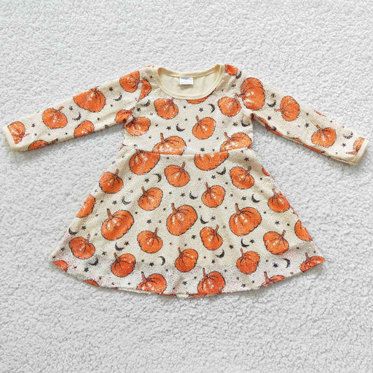 Pumpkin Baby Girls Dress Long Sleeve Sequins Dresses GLD0271