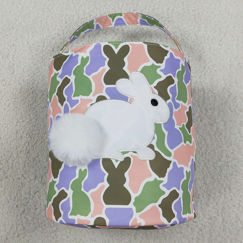 Baby Kids Bags Embroidery Rabbits Pink Green Camo Easter Bucket Baskets Bags BA0467