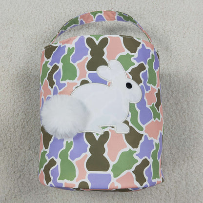 Baby Kids Bags Embroidery Rabbits Pink Green Camo Easter Bucket Baskets Bags BA0467