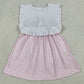 Baby Girls Rompers Embroidery Cross Pink Checked Child of God Easter Knee Length Dress GSD3201