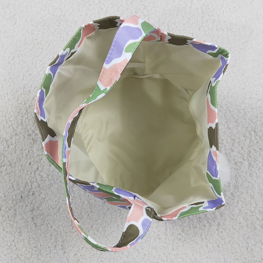 Baby Kids Bags Embroidery Rabbits Pink Green Camo Easter Bucket Baskets Bags BA0467
