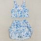 Baby Girls Clothes Blue Flowers Print Vest Top Shorts Skirts Yoga Activity Set GSD2787 8.9