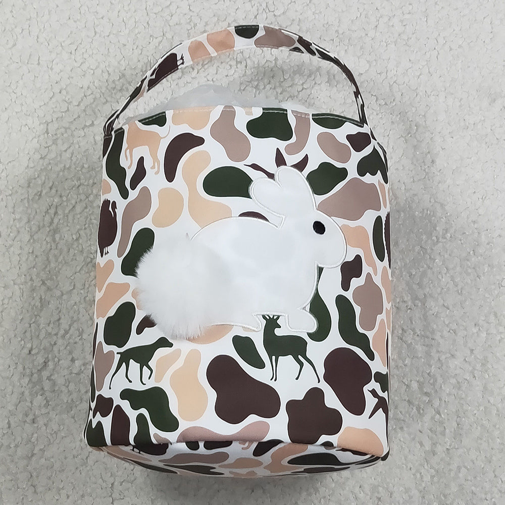 Baby Kids Bags Embroidery Rabbits Khaki Brown Camo Easter Bucket Baskets Bags BA0466