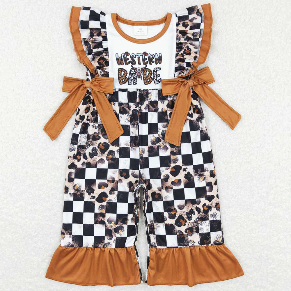 Western Baby Girls Rompers Brown Bows Jumpsuits Rompers SR0185