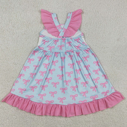 Baby Girls Dress Flutter Sleeve Mama's Girl Bows Ruffle Knee length Dresses GSD2980