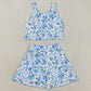 Baby Girls Clothes Blue Flowers Print Vest Top Shorts Skirts Yoga Activity Set GSD2787 8.9