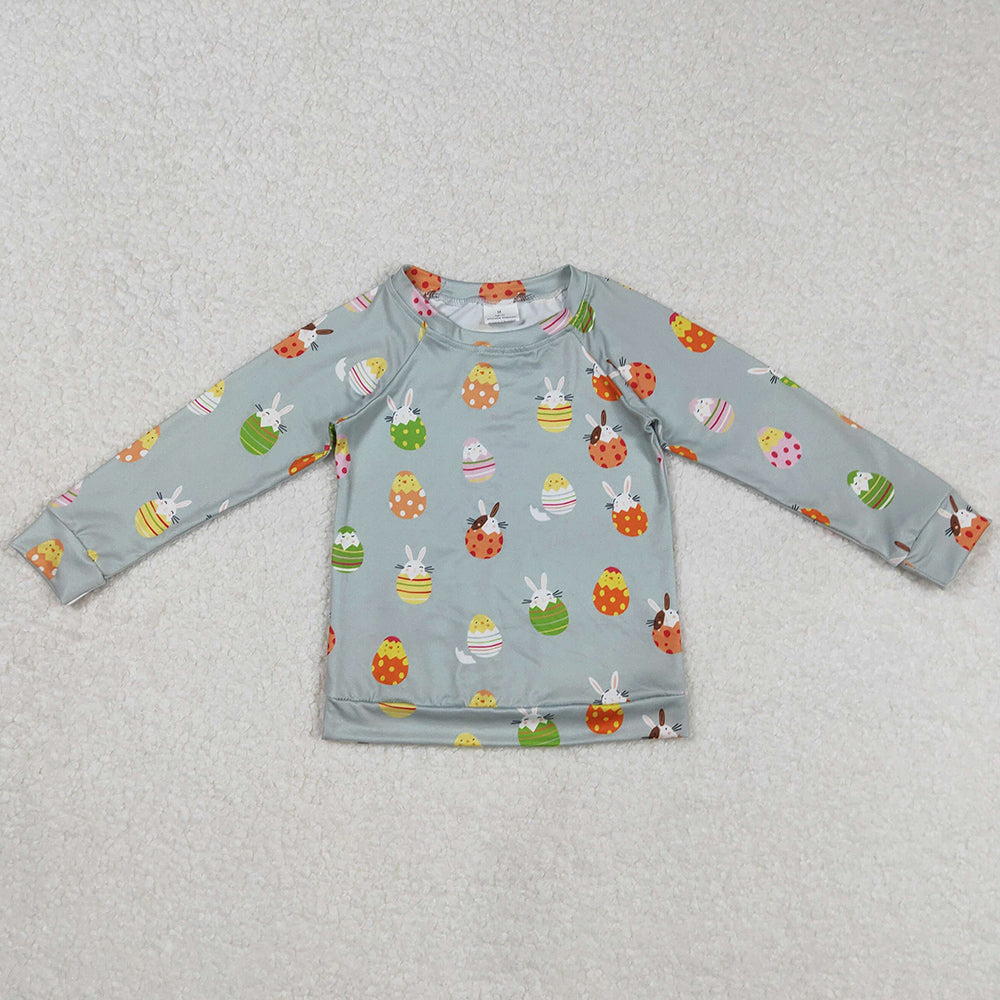 Baby Boys Clothes Tops Easter Green Rabbits Eggs Long Sleeve Raglan Tops BT1137