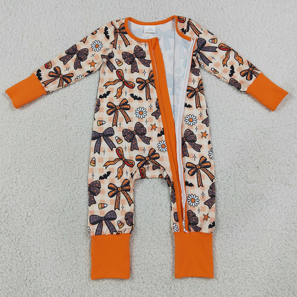 Baby Girls Rompers Candy Bows Flowers Halloweens Two Way Zip Convertible Rompers LR3161