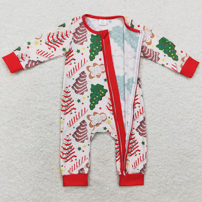 Baby Infant Girls Rompers Christmas Tree Cake Long Sleeve Sibling Zip Rompers LR1149