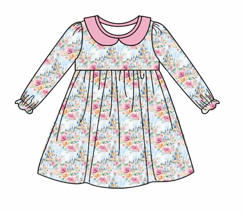 Preorder(moq 5) Fall Baby Girls Dress Long Sleeve Knee Length Dresses 8.16