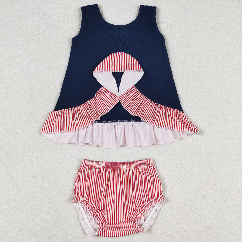 Infant  Baby Girls Clothes Summer Baseball Tunic Tops Bummies Sets GBO0209