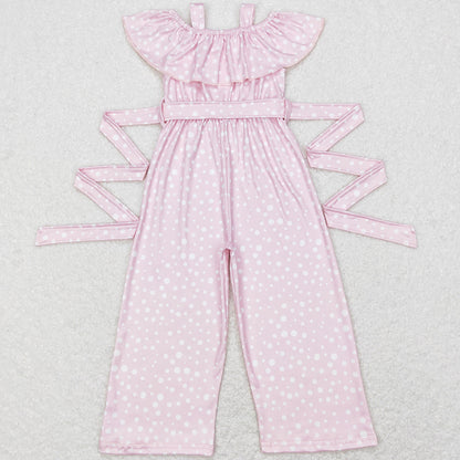 Baby Girls Jumpsuit Pink Dots Ruffle Strap Belts Jumpsuits SR0420