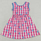 Baby Girls Dress Sleeveless Pink Checked Flowers Back Bow Knee Length Dresses GSD4007
