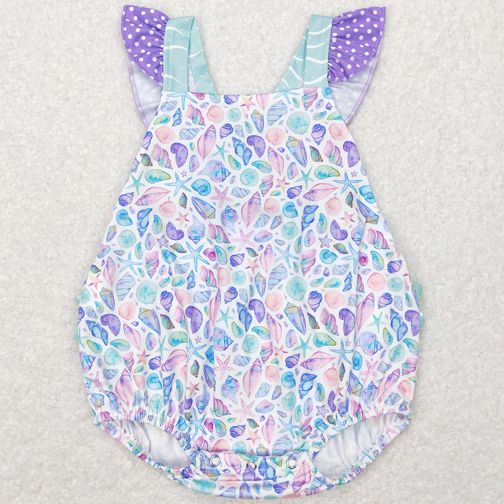 Baby Infant Girls Romper Summer Sea Shell Ruffle Rompers SR0735