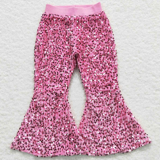 Fashion Baby Girls Sequin Pants Pink Sequin Bell Bottom Pants D5-27