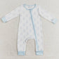 Baby Infant Boys Rompers Halloween Blue Ghost Zip Bamboo Rompers LR1125