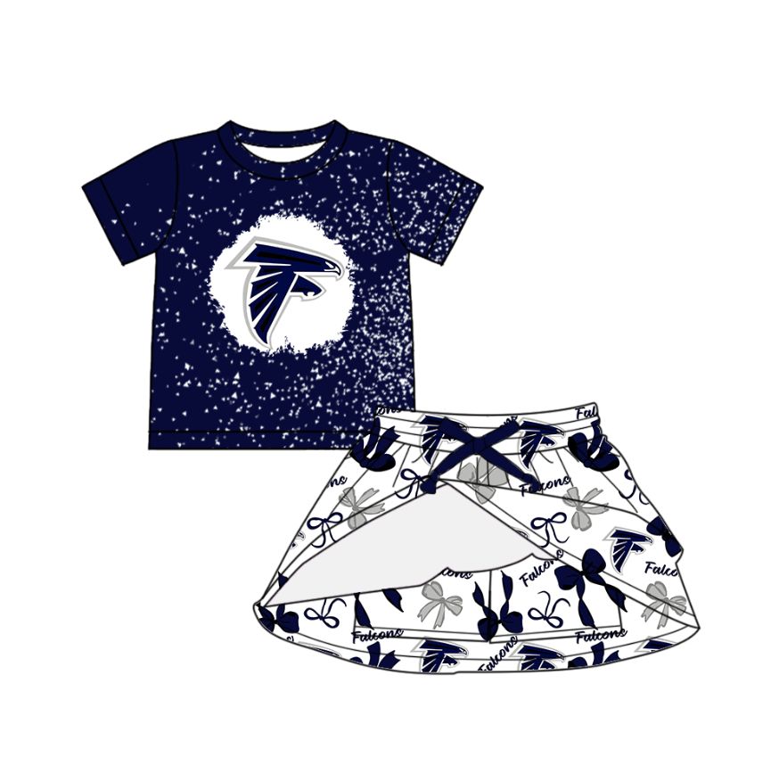 Preorder (moq 5)Baby Girls Clothes Short Sleeves Top Bows Skorts Sets