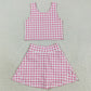 Baby Girls Clothes Sleeveless Pink Checked Vest Top Skorts Yoga Clothes Set GSD2786 8.9