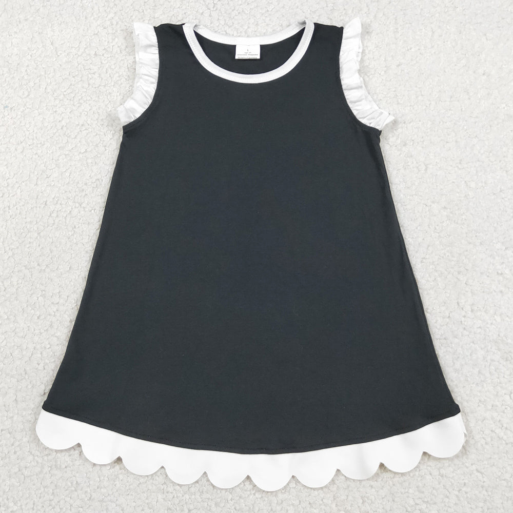 Baby Girls Dress Black White Scallop Sleeveless Knee Length Dresses GSD4059