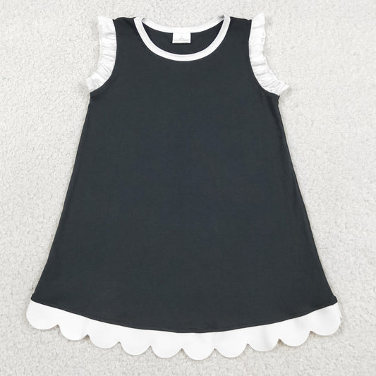 Baby Girls Dress Black White Scallop Sleeveless Knee Length Dresses GSD4059