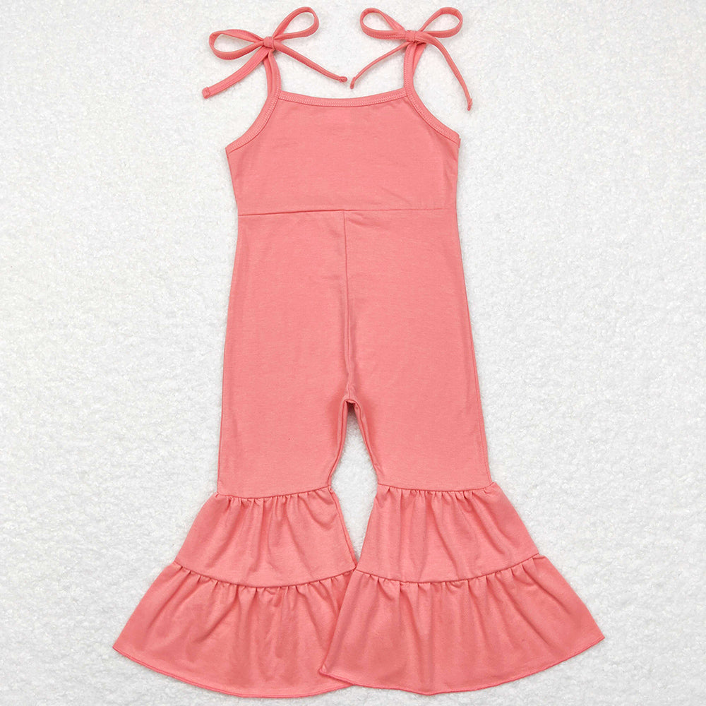 Baby Girls Jumpsuit Toddler Solid Color Summer Cotton Straps Bell Pants Jumpsuits SR0715