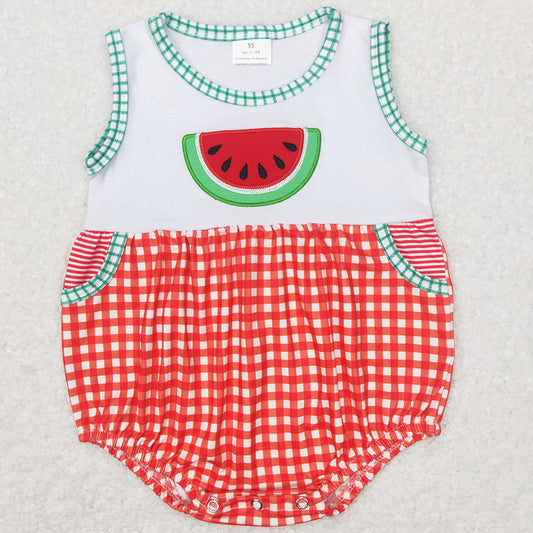 Boutique Baby Girls Rompers Watermelon Embroidery Summer Girls Rompers