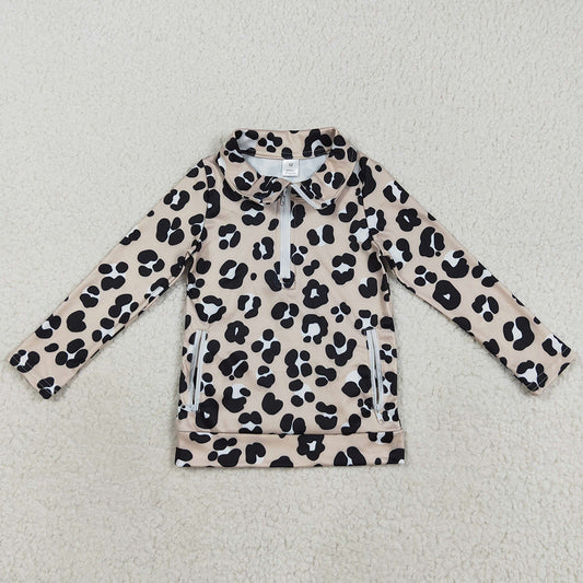 Baby Girls Clothes Tops Long Sleeves Black Leopard Pockets Zipper Yoga Jackets GT1072 8.9