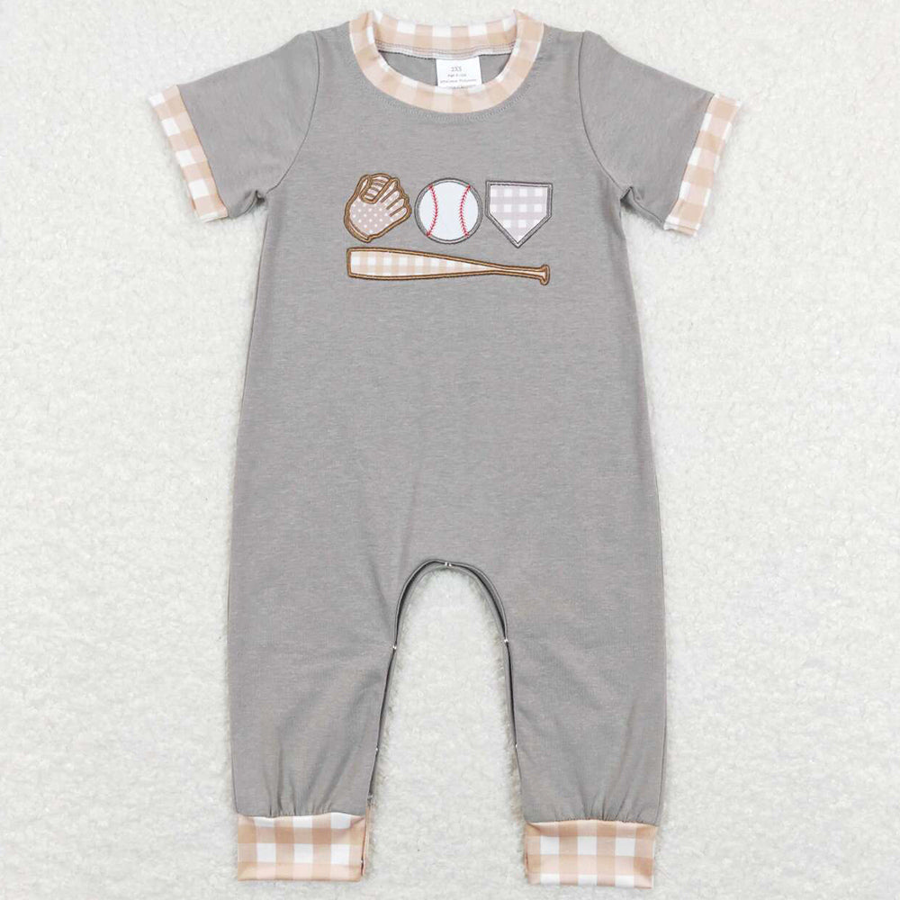 Baby Infant Boys Romper Grey Baseball Short Sleeve Rompers SR0614