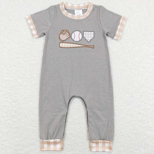 Baby Infant Boys Romper Grey Baseball Short Sleeve Rompers SR0614