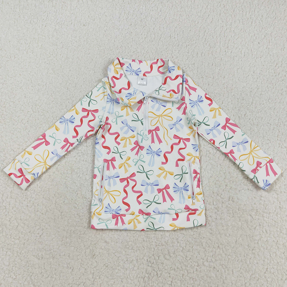 Baby Girls Clothes Long Sleeves Colorful Bows Plaid Pockets Zipper Yoga Jackets GT1065 8.13