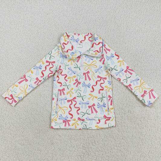 Baby Girls Clothes Long Sleeves Colorful Bows Plaid Pockets Zipper Yoga Jackets GT1065 8.13