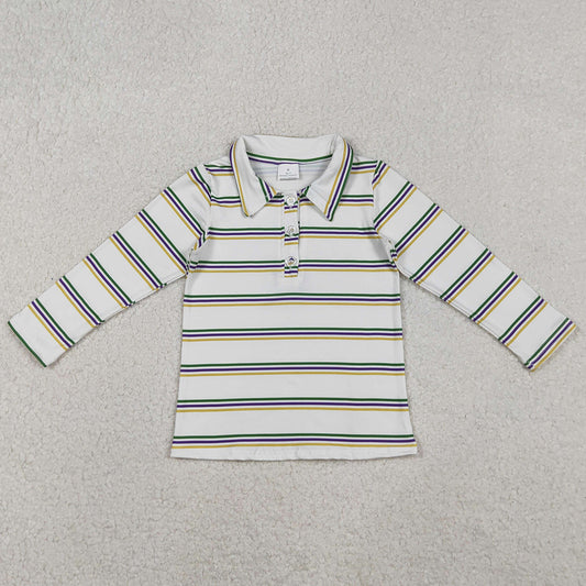 Baby Boys Clothes Tops Mardi Gras Stripes Button Polo Shirts Top BT1375 11.1