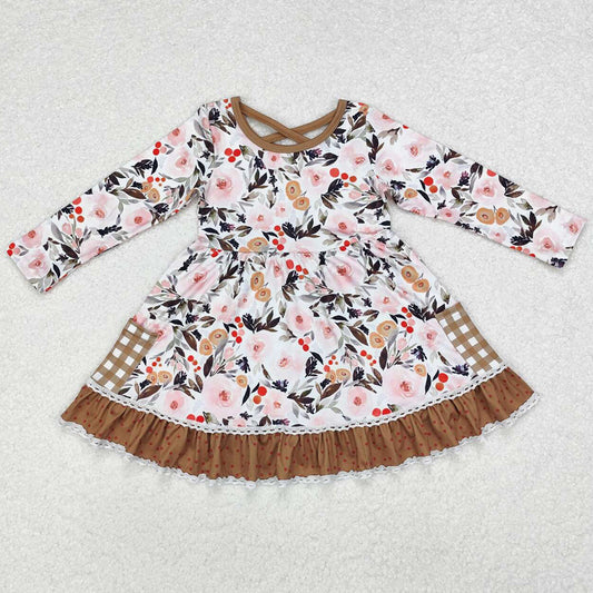 Baby Girls Dress Fall Ruffle Checkered Knee Length Dresses GLD0530