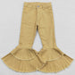 Baby Girls Denim Pants Khaki Double Ruffle Jeans Pants