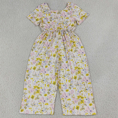 Baby Girls Jumpsuits Short Sleeve Colorful Flowers Jumpsuits SR4196