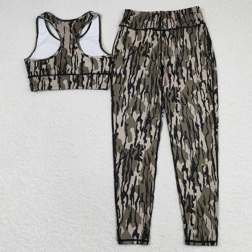 Adult Women Yoga Clothing Camo Vest Top Pants Yogo Sports Clothes Sets GSPO1461