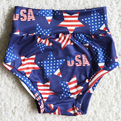 Boutique Baby Girls Bummies Set July 4th Summer Girls Clothing Star Printed Bummies Outfit D10-5