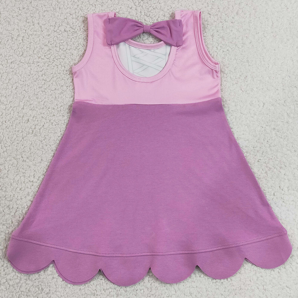Baby Girls Dress Hot Pink Sleeveless Cartoon Scallop Knee Length Dress GSD2518