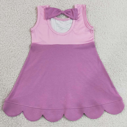 Baby Girls Dress Hot Pink Sleeveless Cartoon Scallop Knee Length Dress GSD2518
