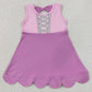 Baby Girls Dress Hot Pink Sleeveless Cartoon Scallop Knee Length Dress GSD2518